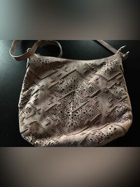 Saint Sabrina Leather Laser-Cut Hobo Shoulder Bag with Braided Detail